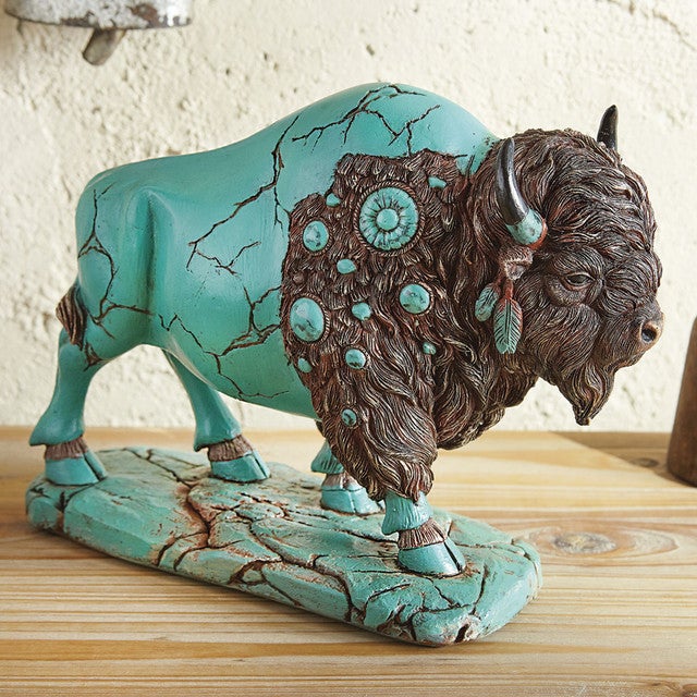 Turquoise Spirit Buffalo Sculpture - Small