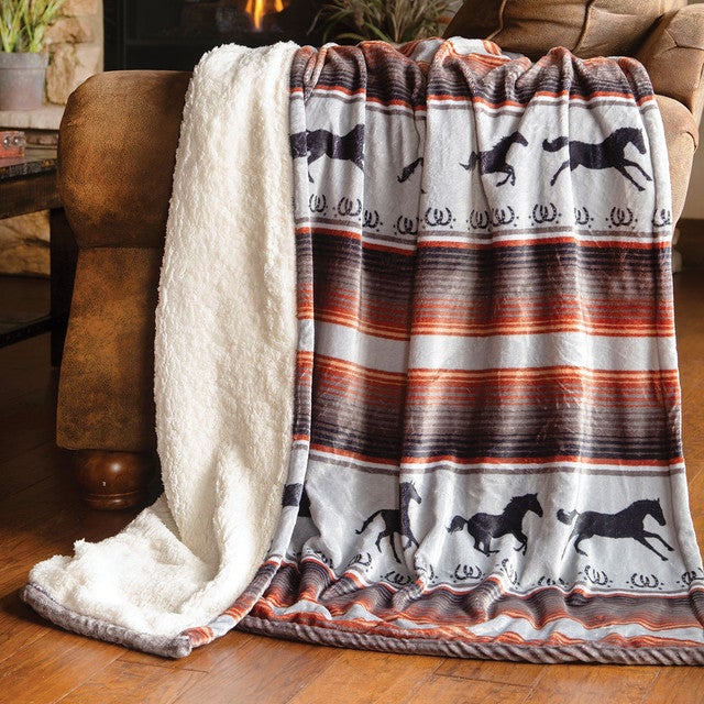 Horse Haven Plush Sherpa Throw