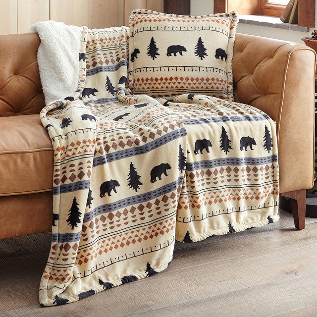 North Ridge Bear Plush Pillow & Throw