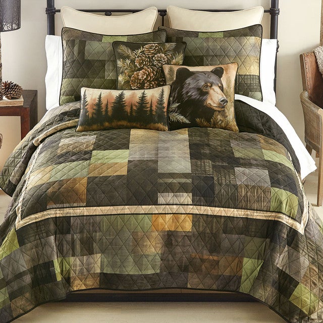 Rustic Forest Patchwork Quilt Bed Set - Queen