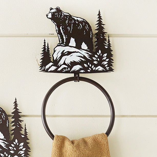 Rocky Ridge Bear Metal Towel Ring - SALE