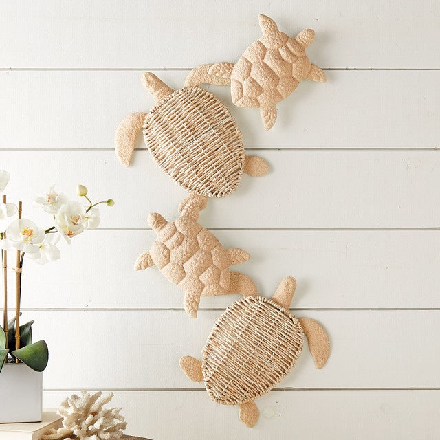 Sea Turtle Metal & Husk Wall Art - CLEARANCE