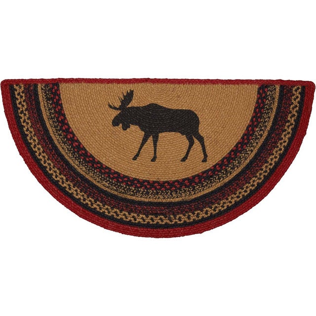 Stenciled Moose on the Loose Half-Round Rug