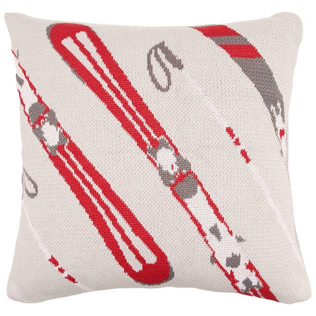 Red Skis Indoor/Outdoor Pillow