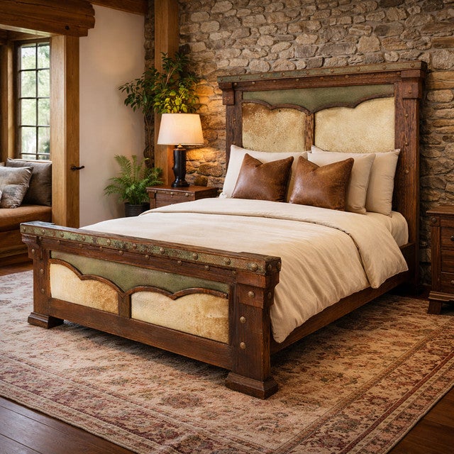 Cattle Wrangler Solid Wood & Cowhide Bed - King