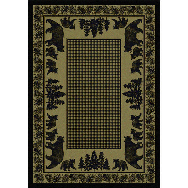 Big Sky Bear Family Green Rug - 3 x 4