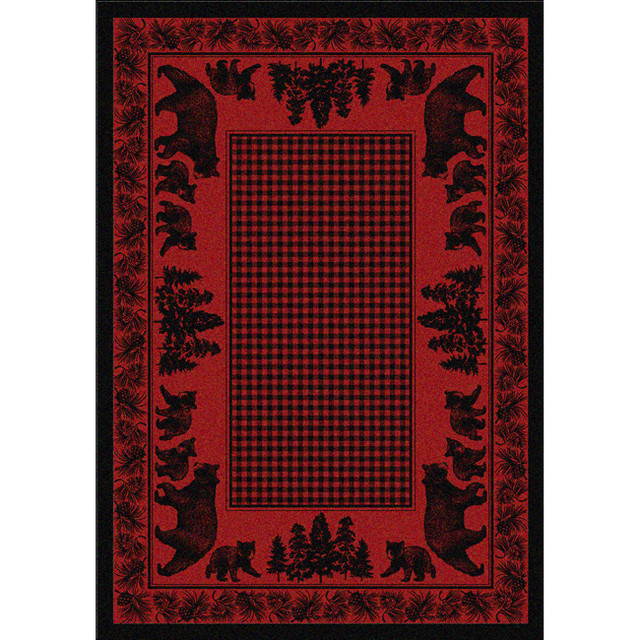 Big Sky Bear Family Red Rug - 3 x 4