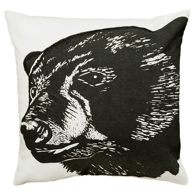 Black Bear Embroidered Pillow