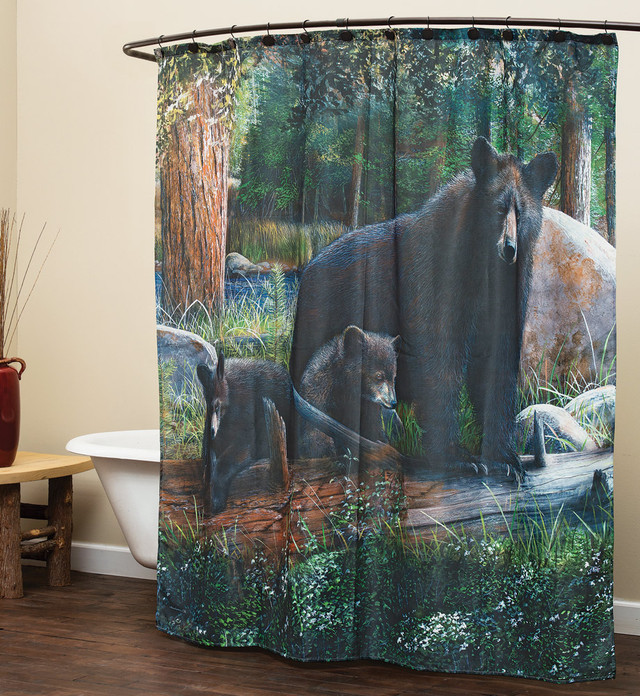Black Bear Family Shower Curtain