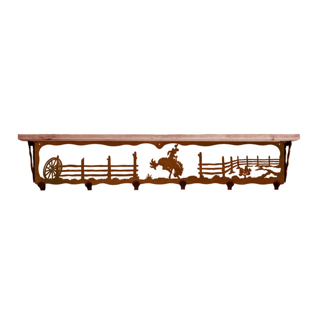 Bronc 42 Inch Pine Hook Shelf