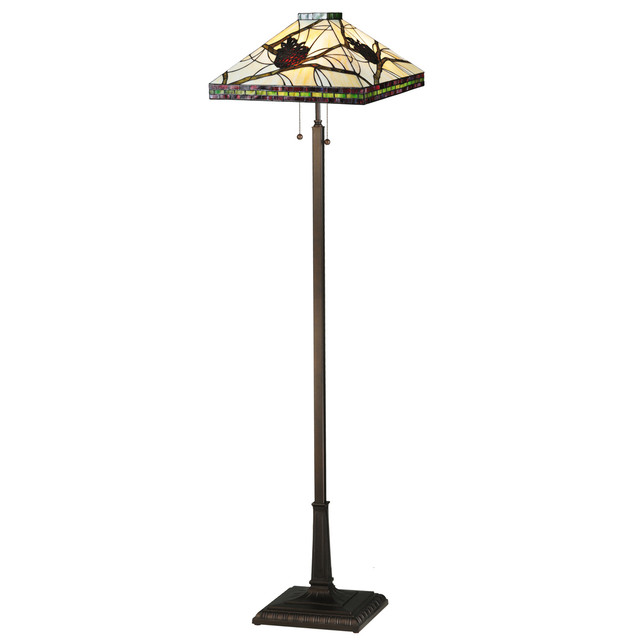 Burgundy Pinecones Square Floor Lamp
