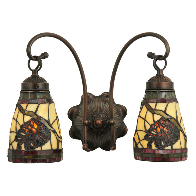 Burgundy Pinecones Wall Sconce - 2 Light