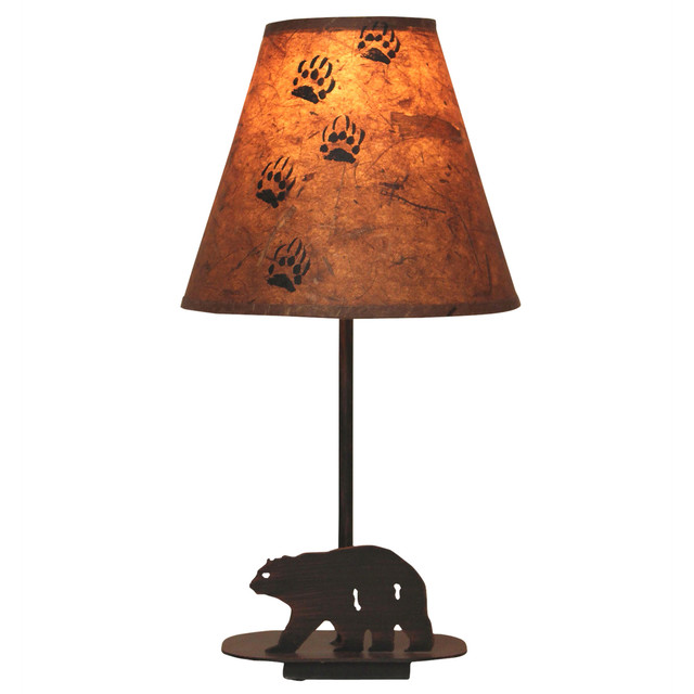 Burnt Sienna Bear Accent Lamp with Paw Print Shade