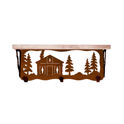 Cabin in Pines 20 Inch Pine Hook Shelf