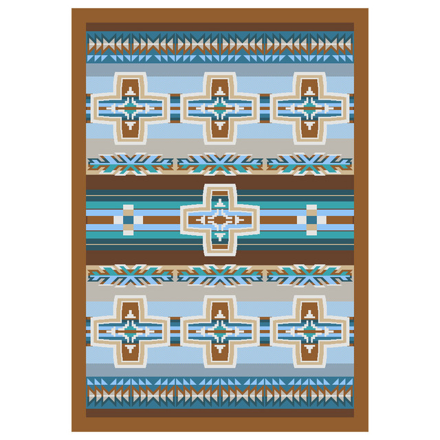 Canyon Cross Blue Rug - 3 x 4