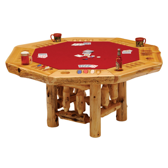 Cedar Poker Table with Log Base
