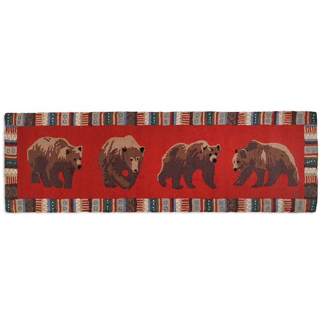 Cinnamon Bears Hooked Wool Runner