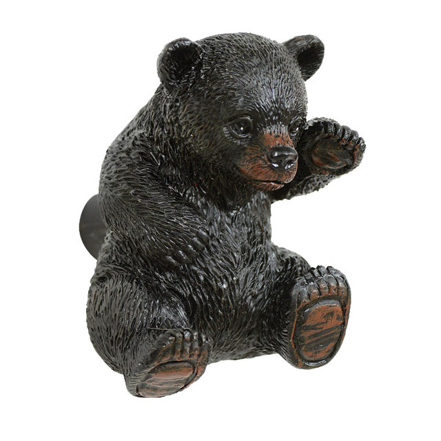 Curious Black Bear Cabinet Knob