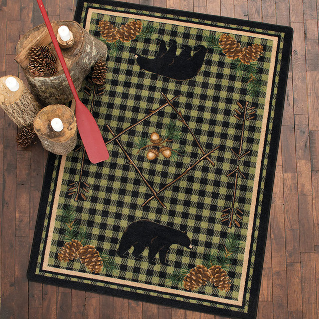 Deep Woods Bear Green Rug - 3 x 4