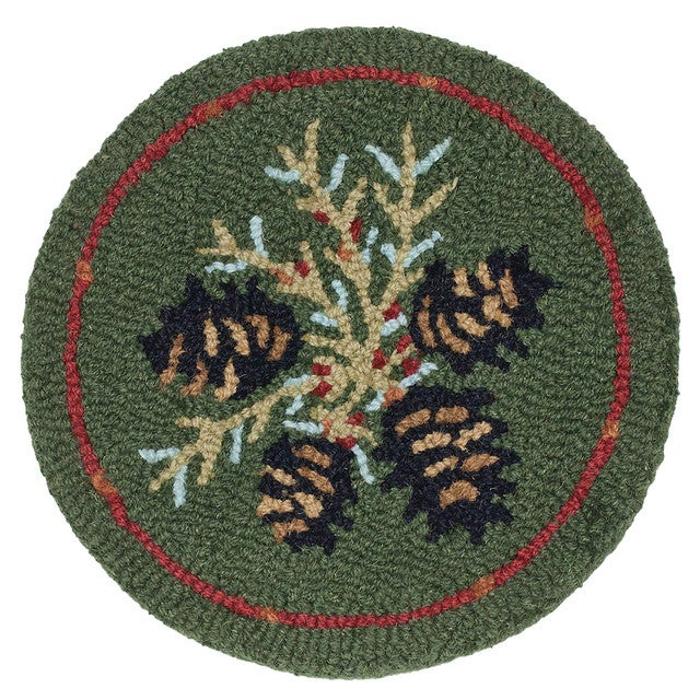 Diamond Pinecone Hooked Chair Pad
