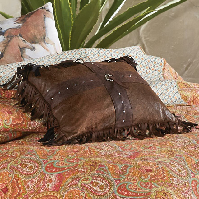 Faux Leather Cross Pillow