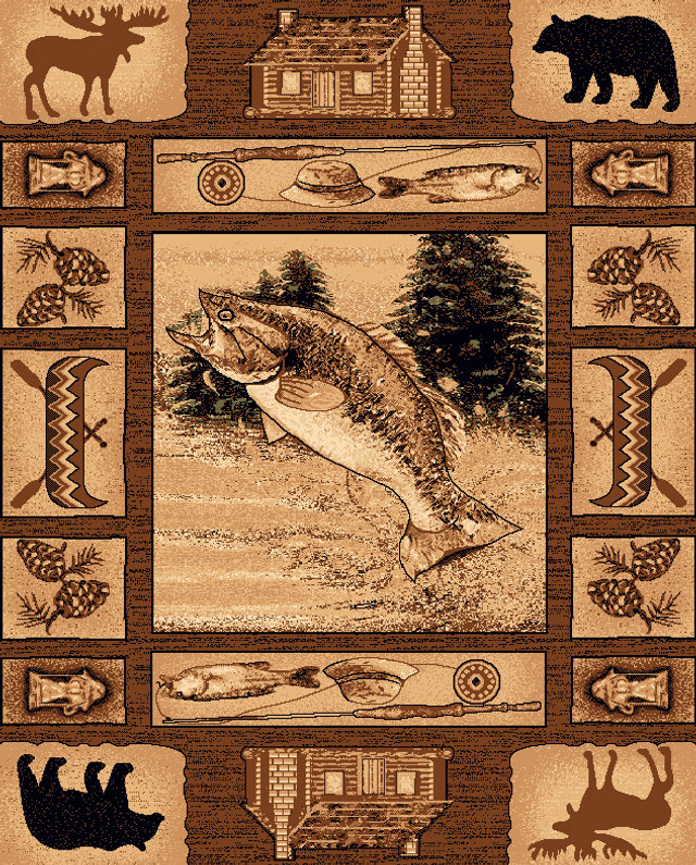Fishing Scenes Rug - 2 x 3
