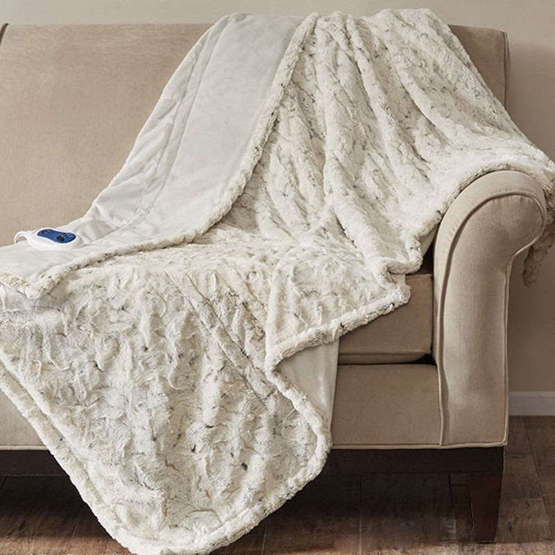 North Bend Oversized Heated Throw - Snow Leopard