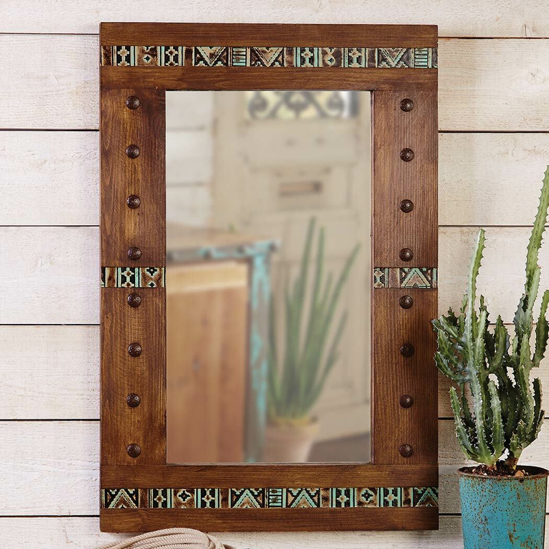 Pueblo Tooled Leather Mirror