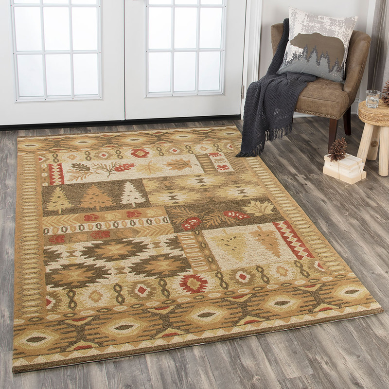 Tribal Tree Gold Rug - 8 x 10