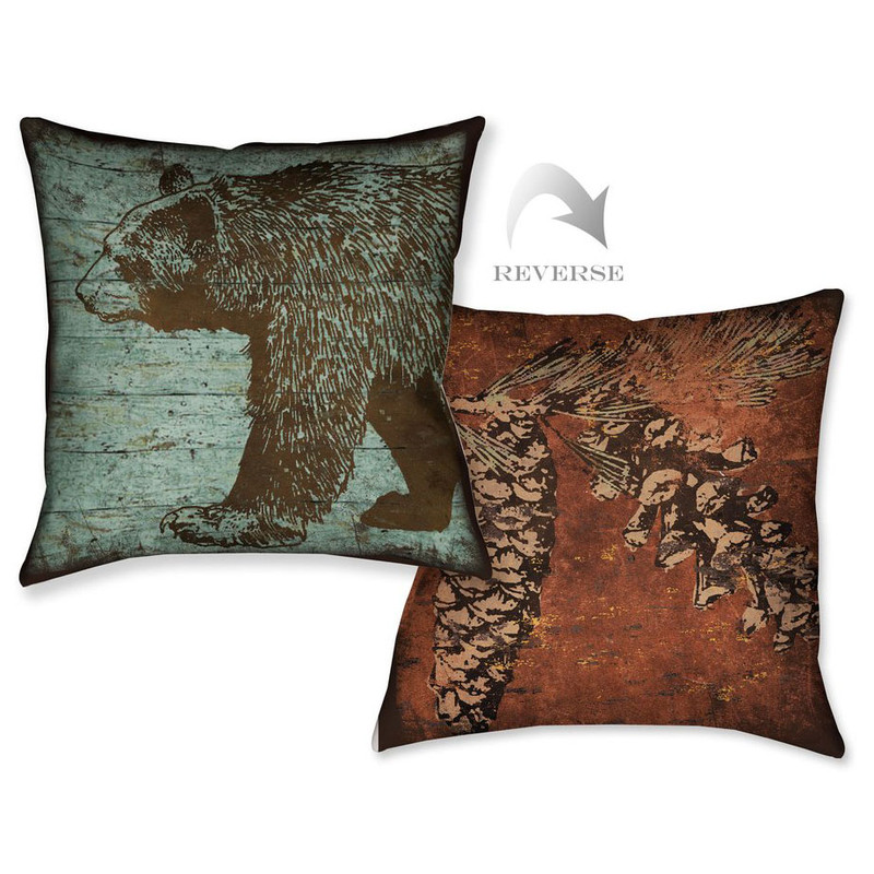 Vintage Bear and Pinecone Pillow