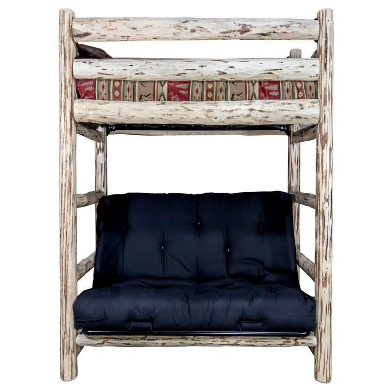 Appalachian Bunk Bed - Twin over Full Futon Frame and Mattress - Ready to Finish