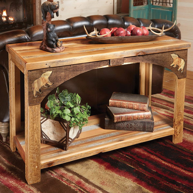 Barnwood Bear Sofa Table