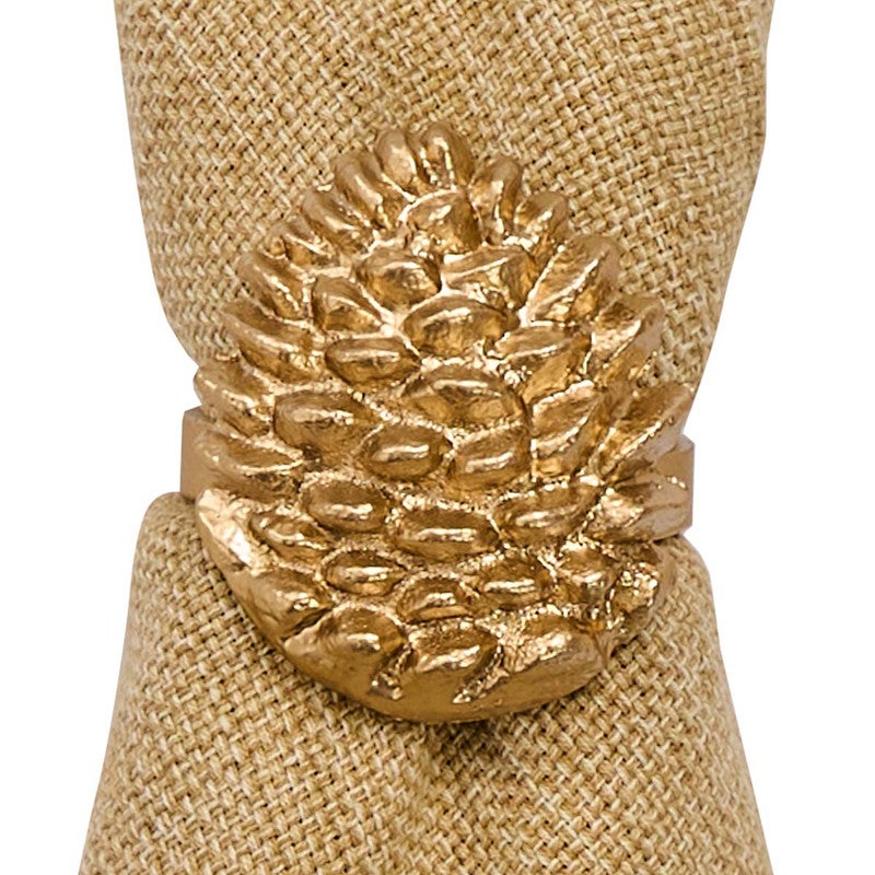 Golden Pinecone Napkin Rings - Set of 4