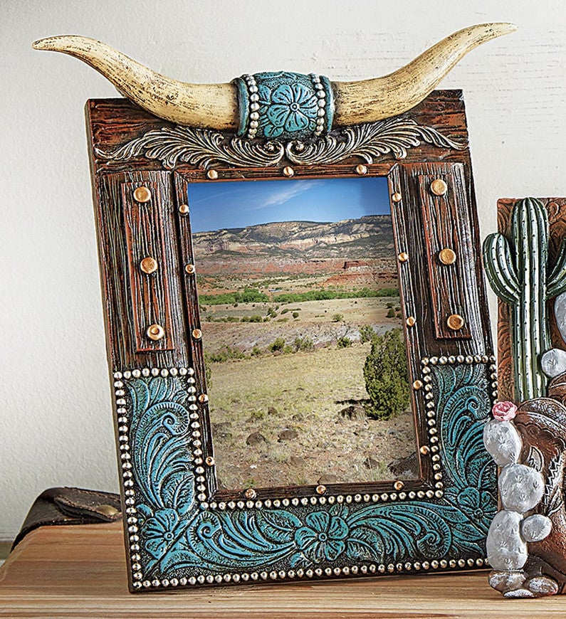 Turquoise Longhorn Photo Frame