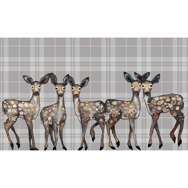 Family of Fawns on Plaid Canvas Print