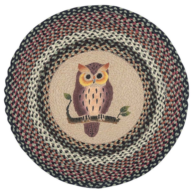 Horned Hoot Owl Round Rug