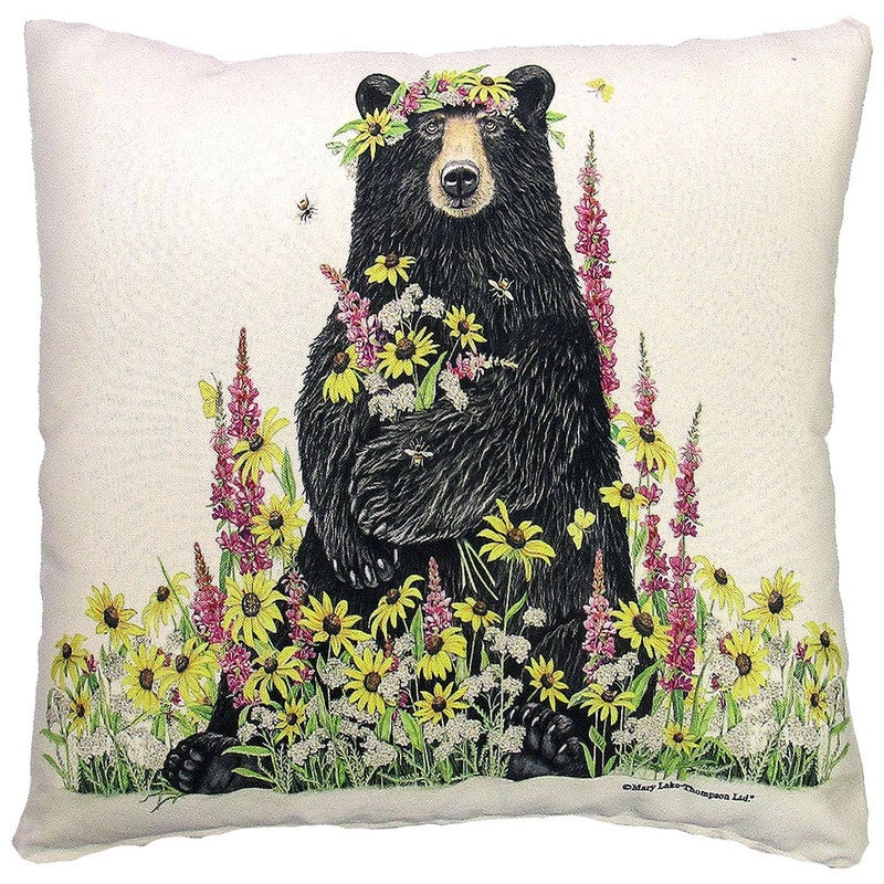 Bear & Flowers Indoor/Outdoor Pillow