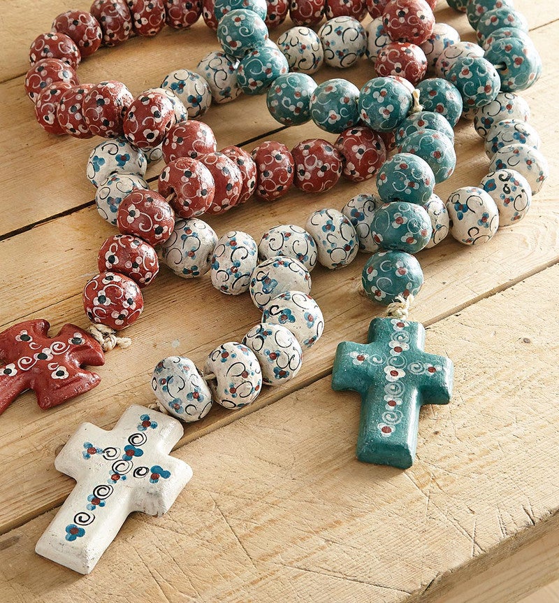 Southwest 39 Inch Rosary Beads - White