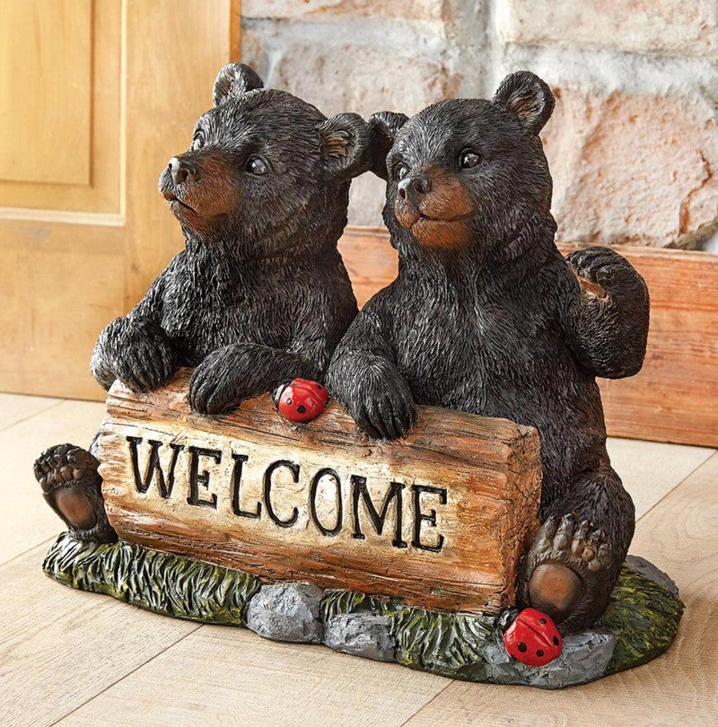 Black Bear Cubs Welcome Sculpture