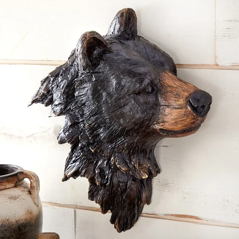 Black Bear Head Wall Sculpture