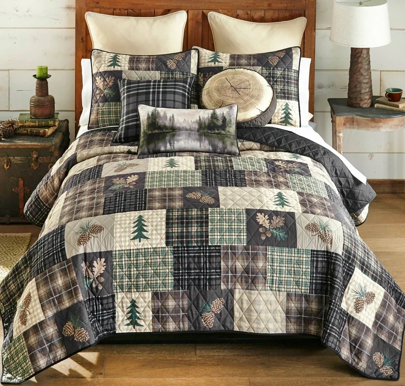 Pinecone Plaid Quilt Bedding Collection
