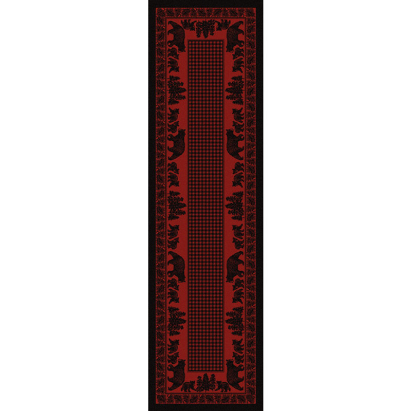 Big Sky Bear Family Red Rug - 2 x 8