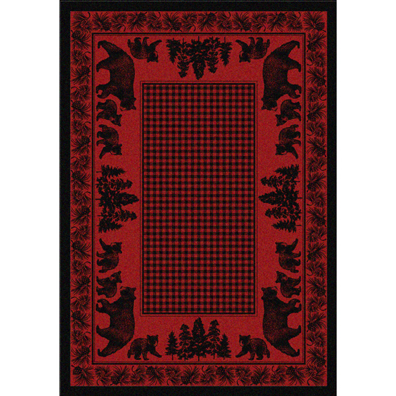 Big Sky Bear Family Red Rug - 3 x 4
