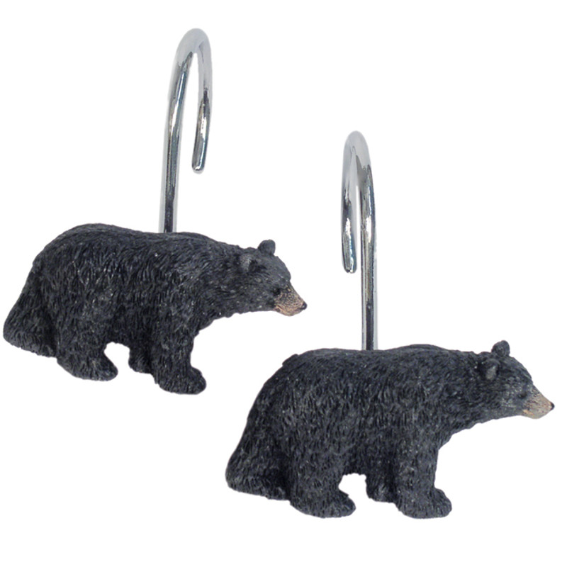 Black Bear Lodge Shower Curtain Hooks (Set of 12)