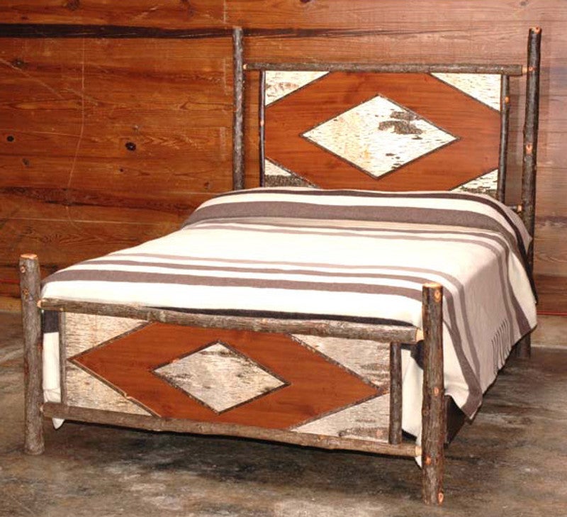 Black Forest Hickory Diamond Birch Bark Bed - King
