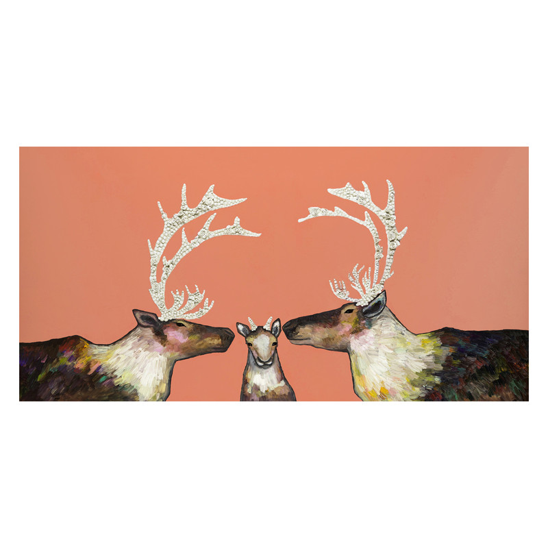 Caribou Kisses Coral Canvas Art