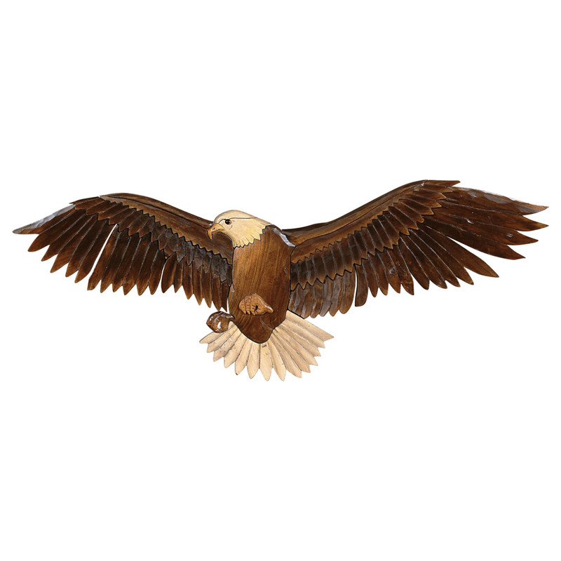 Flying Eagle Wood Carving Wall Art