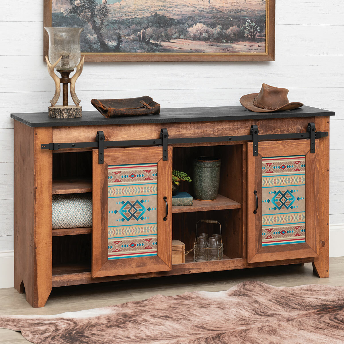 Southwest Aztec Barnwood Console Table | Black Forest Decor, image size:1200x1200