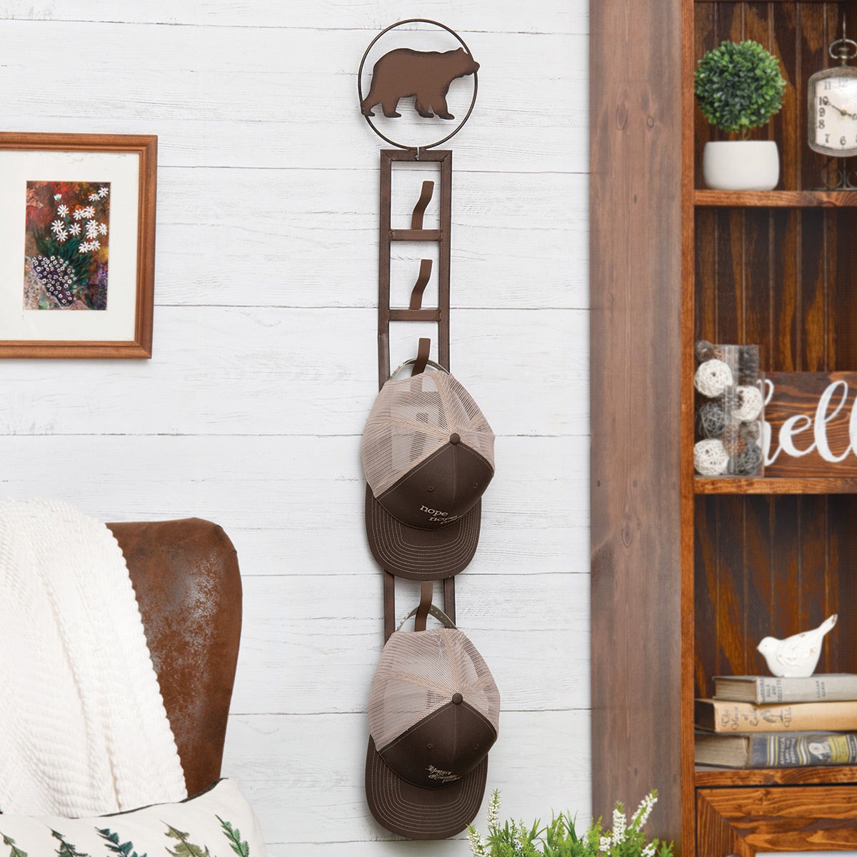Bear Metal Wall Cap Holder Black Forest Decor