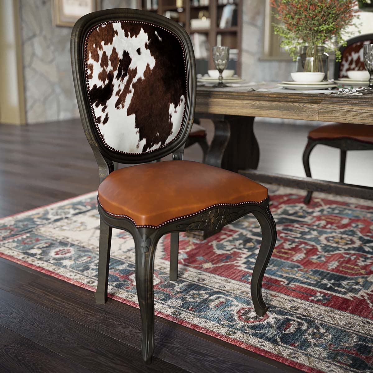 Cowhide Accent Dining Chair Black Forest Decor - Main Image